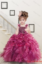 Custom Made Burgundy Little Girl Dress with Beading and Ruffles for 2015XFLG8068-0FOR