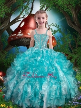 Hot Sale Straps Little Girl Pageant Dresses with Beading and Ruffles for Summer LGDTA79002FOR