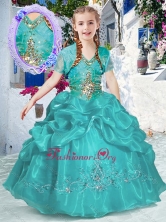 Pretty Halter Top Bubles Little Girl Pageant Dresses in Turquoise