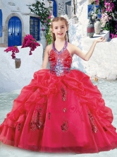 Pretty Halter Top Little Girl Pageant Dresses with Beading and Bubles
