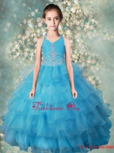 Pretty Halter Top Little Girl Pageant Dresses with Beading and Ruffled LayersPAG184FOR