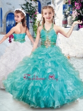 Pretty Halter Top Little Girl Pageant Dresses with Beading and Ruffles