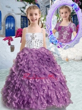 Pretty Spaghetti Straps Beading and Ruffles Little Girl Pageant Dresses