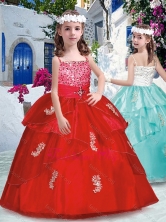 Pretty Spaghetti Straps Little Girl Pageant Dresses with Appliques and Beading