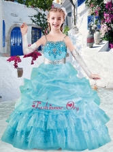 Pretty Spaghetti Straps Little Girl Pageant Dresses with Appliques and Bubles