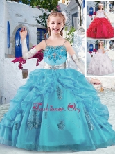 Pretty Spaghetti Straps Little Girl Pageant Dresses with Appliques and Bubles
