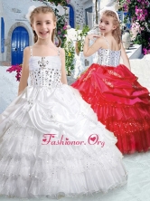 Pretty Spaghetti Straps Little Girl Pageant Dresses with Ruffled Layers