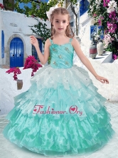 Pretty Straps Ball Gown Little Girl Pageant Dresses with Ruffled Layers