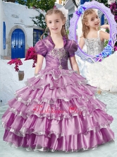 Pretty Straps Little Girl Pageant Dresses with Ruffled Layers and Appliques 