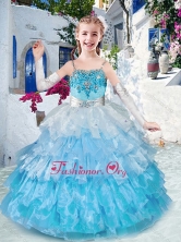 Pretty Straps Little Girl Pageant Dresses with Ruffled Layers and Appliques