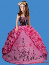Rose Pink Strapless Embroisery and Pick Ups Little Girl Pageant Dress LGZY044FOR