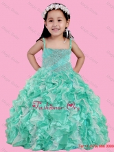Spaghetti Straps Ruffles and Beading Little Girl Pageant Dress in TurquoiseLGZY791FOR