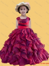 Square Appliques and Ruffles Little Girl Pageant Dress in Multi ColorLGZY259FOR