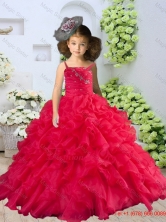 Straps Beading and Ruching Little Girl Pageant Dress in Coral Red LGZY034-2FOR