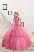 Top Seller Beading and Sequins Baby Pink Flower Girl Dress for 2015 WinterXFLG825FOR