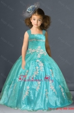 Wide Straps Organza Little Girl Pageant Dress with AppliquesLGZY685FOR