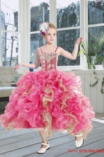 2015 Gorgeous Beading and Ruffles Party Girl Dress in Pink and GoldXFLG5944FOR