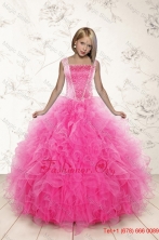 2015 Most Popular Beading and Ruffles Little Girl Party Dress in PinkXFLGA46FOR