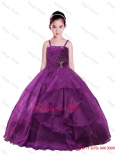 2016 Ball Gown Beading and Ruching Purple Little Girl Party DressLGZY365FOR
