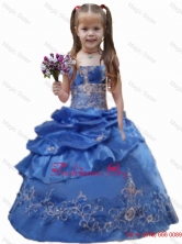 2016 Blue Ball Gown Appliques Pick-ups Little Girl Pageant DressLGZY067FOR