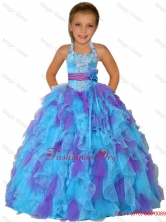 Ball Gown Halter Top Remarkable Appliques Red Little Girl Party Dress LGZY471FOR