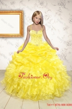 Beand New Beading and Ruffles Party Girl Dress in Yellow for 2016XFLGA03FOR