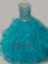 Beautiful Ball Gown Scoop Beaded Bodice Little Girl Pageant Dress with Lace Up SWLG009FOR