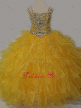 Beautiful Sweetheart Little Girl Pageant Dress with Spaghetti Straps in Yellow SWLG016FOR