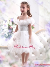 Comfortable White Halter Top Girl Party Dress with Hand Made FlowerWMDLG002FOR