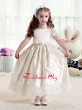 Customized Empire Short Sleeves Flower Girl Dresses with Lace FGL285FOR