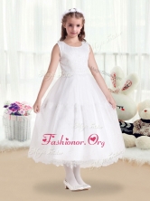 Cute Scoop White Flower Girl Dresses in Lace for 2016   FGL238FOR