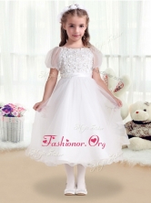 Fashionable Scoop White Flower Girl Dresses with Appliques FGL267FOR