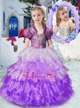 Gorgeous Straps LPretty Girls Party Dresses with Ruffled Layers and Beading