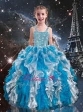 Hot Sale Straps Pretty Girls Party Dresses with Beading and Ruffles for Spring LGDTA104002FOR
