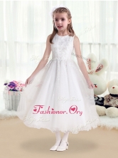 Latest Scoop White Flower Girl Dresses with Beading and Appliques FGL232FOR