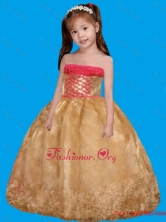 Lovely Lace Strapless Ball Gown Little Girl Party Dress in GoldLGZY429FOR