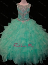 New Arrivals Mint Scoop Little Girl Pageant Dress with Beading and Ruffled Layers SWLG008FOR