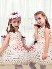 New Arrivals Scoop Short Little Girl Dresses with Bowknot LTG232AFOR