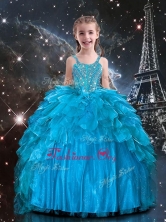 New Arrivals Straps Pretty Girls Party Dresses with Beading in Blue LGDTA111002FOR