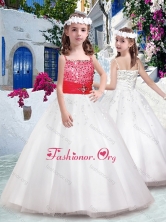 Perfect Spaghetti Straps Pretty Girls Party Dresses with Appliques and Beading