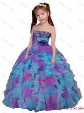 Pretty Multi Colour Strapless Little Girl Party Dress with Ruffled LayersLGZY453FOR