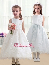 Pretty Scoop A Line White Flower Girl Dresses in Lace FGL245FOR