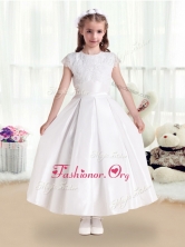 Pretty Scoop Satin Flower Girl Dresses with Appliques FGL237FOR