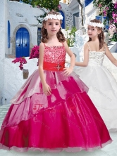 Pretty Spaghetti Straps Girls Party Dresses with Beading and Ruffles