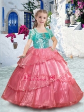 Pretty Spaghetti Straps Girls Party Dresses with Ruffles and Beading