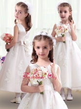 Romantic Scoop Flower Girl Dresses with Appliques and Bowknot FGL242FOR