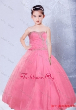 Rose Red Little Girl Pageant Dress with Strapless Ball Gown Ruching LGZY170FOR