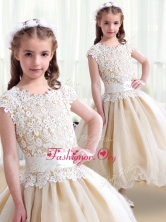 Simple Scoop Ball Gown Flower Girl Dresses with Belt  FGL240FOR