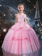 Sweet Ball Gown Straps Pink Beading Pretty Girls Party Dresses LGDTA85002FOR