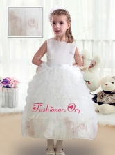 Sweet Scoop White Flower Girl Dresses with Ruffles FGL252FOR